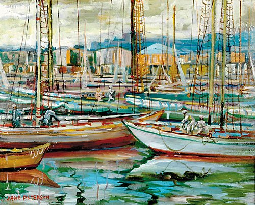 Jane Peterson: Jane Peterson New York (1876-1965)GLOUCESTER HARBORoil on canvas, framed, signed: lower leftH16 1/2" W20"