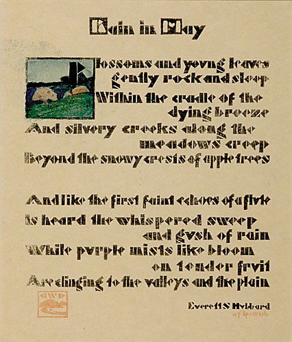 Arthur Wesley Dow: Arthur Wesley Dow New York/Massachusetts (1857-1922)RAIN IN MAYhand colored woodcut, framedimage size: H6 1/8" W5"*Provenance: From the estate of the artist.