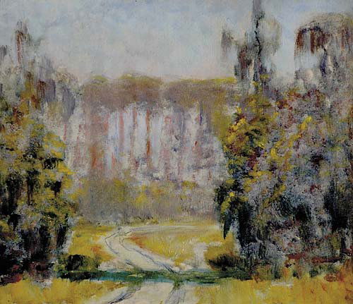 William Posey Silva (attributed): William Posey Silva (attributed) Tennessee/California (1859-1948)GARDEN PATHoil on board, framed, unsignedH10" W12"