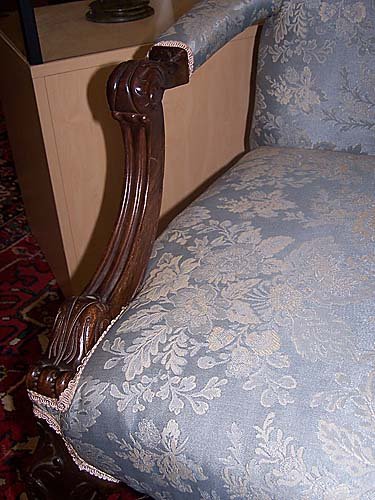 George III style carved mahogany library armchair - 3