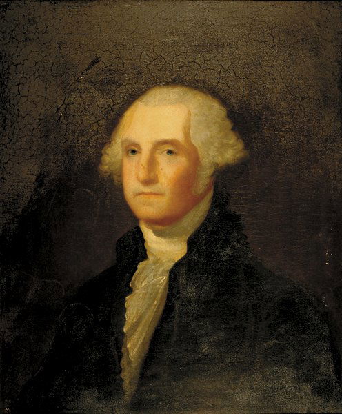 Gilbert Stuart (after): Gilbert Stuart (after) Gilbert Stuart (after) Massachusetts (1755-1828) GENERAL GEORGE WASHINGTONoil on canvas, framed, unsigned, verso bearing label: Gen. George Washington, painted by a sister of Gi