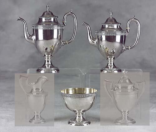 Coin silver tea and coffee service, by Bailey & Co