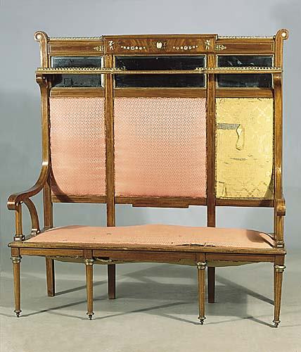 Louis XVI style inlaid mahogany hall bench late 19