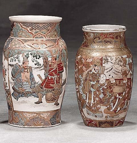 Two Japanese Satsuma earthenware vases late 19th c