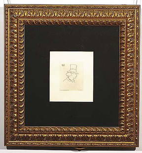 003: Manet, Edouard French (1832-1883): LE PREMIER CHAPEAU etching, framed impressed: margins plate size: 4 1/2 x 3 1/2 inches