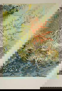 006: Dali, Salvador (attributed to) Spanish (1904-1989): MYTHICAL HORSE EMERGING FROM THE SEA color lithograph, framed marked: lower left, A/P image size: 16 x 11 1/2 inches