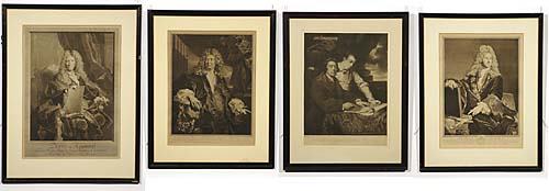 013: French (19th century): FOUR WORKS, FAMOUS ARCHITECTS: MARTIN VAN DEN BOGAERT, after Edelinck; JAMES PAINE, after Watson; ROBERT DE COTTE, after Rigaud; PIERRE MIGNARD, after Rigaud engraving, framed marked & titled: in