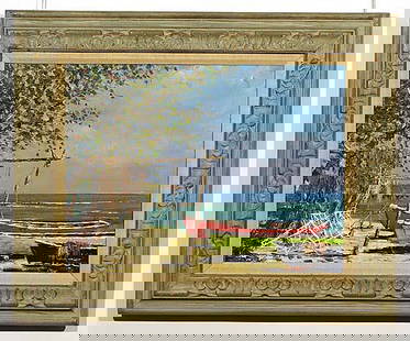 019: Callaert, Jacques French (20th century): BOATS ASHORE oil on canvas, framed signed: lower right, Callaert 18 x 24 inches