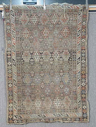 Two Russian antique carpets: Circa 1900 2'11" x 4' and 3'3" x 4'8"