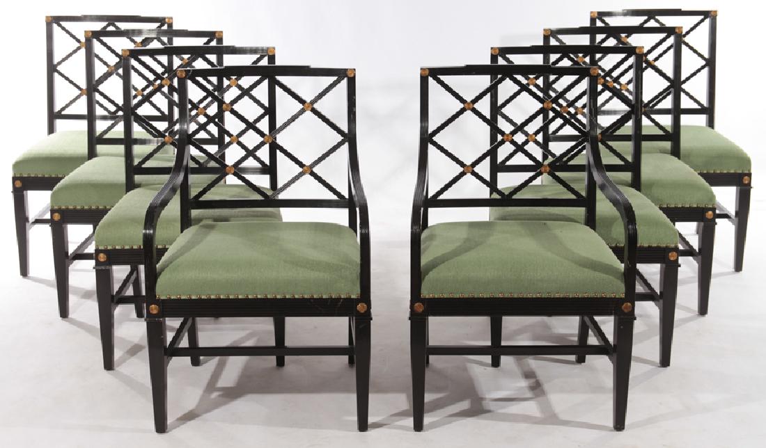 SET 8 REGENCY STYLE EBONIZED DINING CHAIRS (1 of 7)