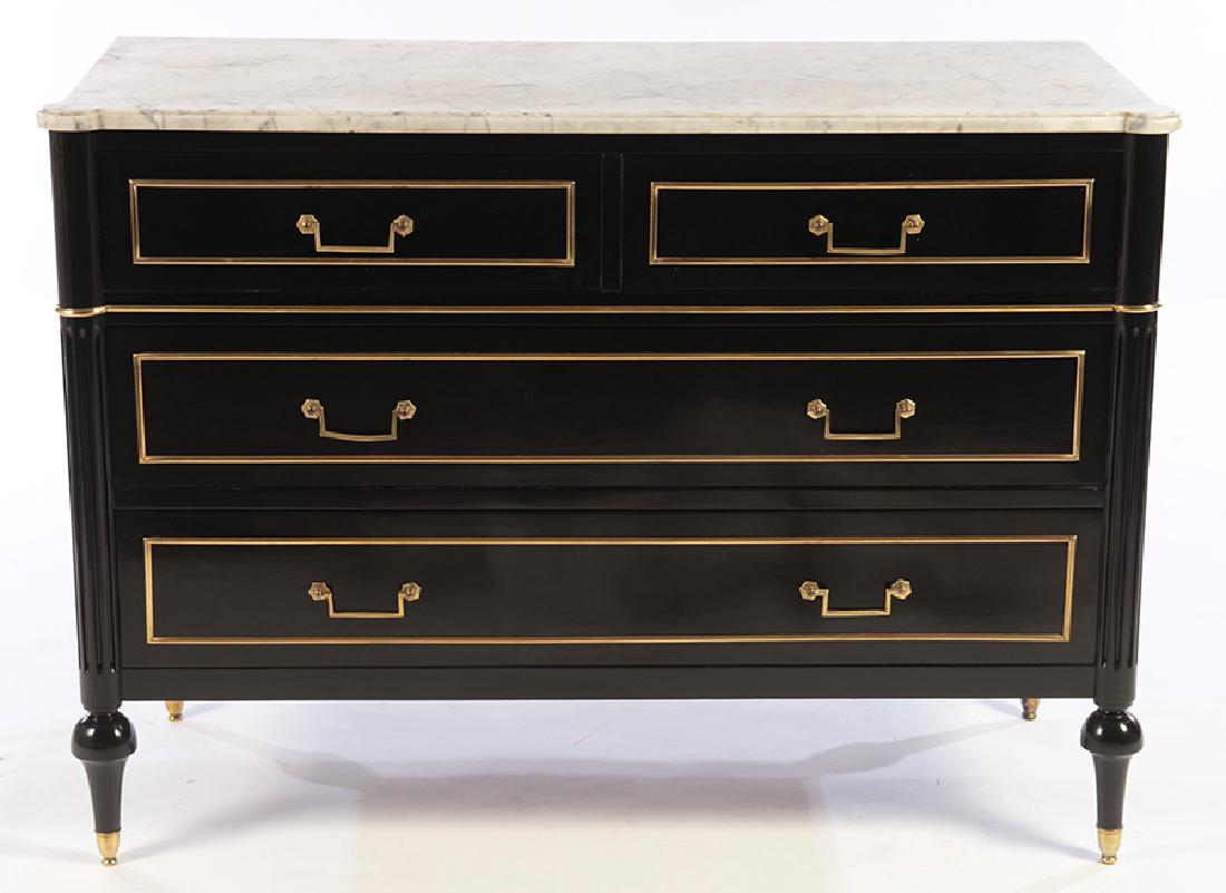 DIRECTOIRE STYLE EBONIZED COMMODE WITH MARBLE TOP (1 of 5)