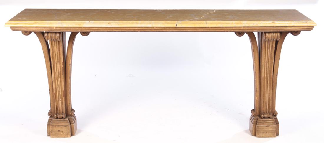 PAINTED CARVED JANSEN MARBLE TOP CONSOLE 1950 (1 of 6)