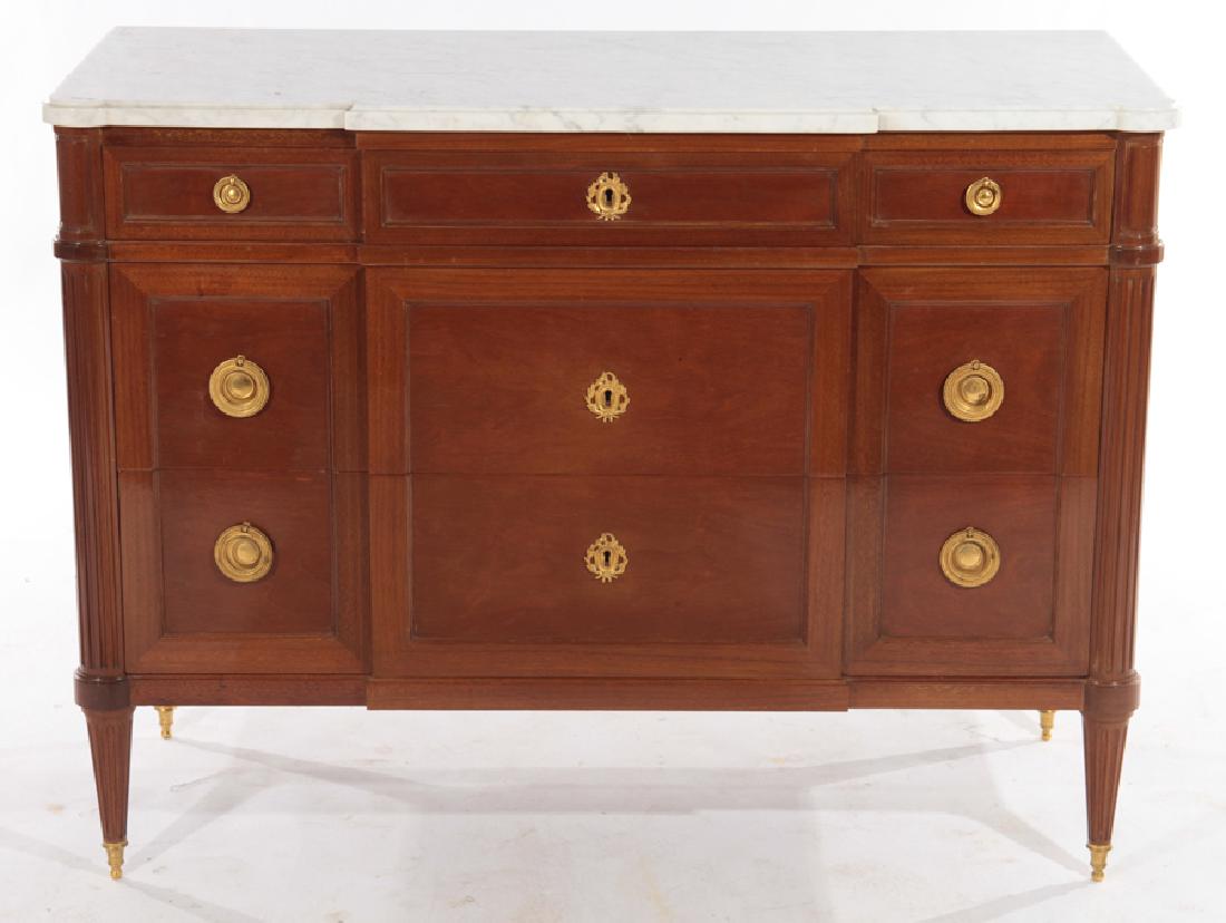 FRENCH LOUIS XVI STYLE MAHOGANY COMMODE C.1950 (1 of 5)