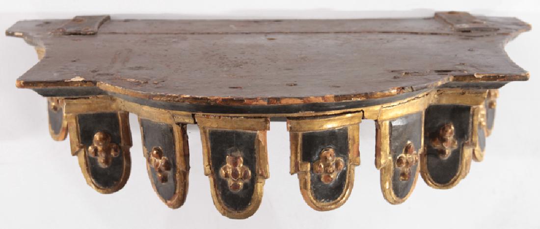 ITALIAN 19TH CENT. GILT WOOD CARVED PAINTED SHELF (1 of 4)