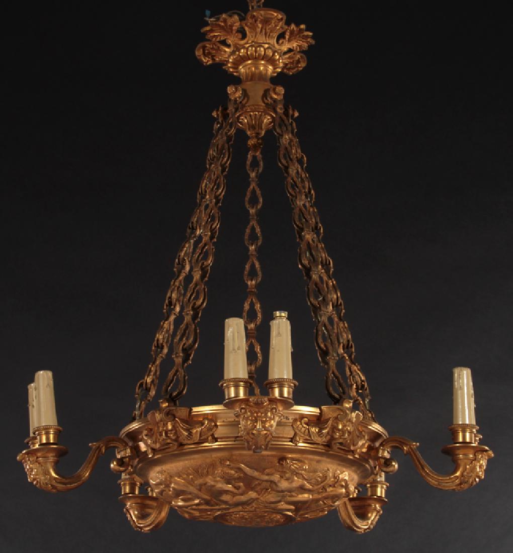 5 ARM EMPIRE STYLE BRONZE CHANDELIER 1910 (1 of 5)