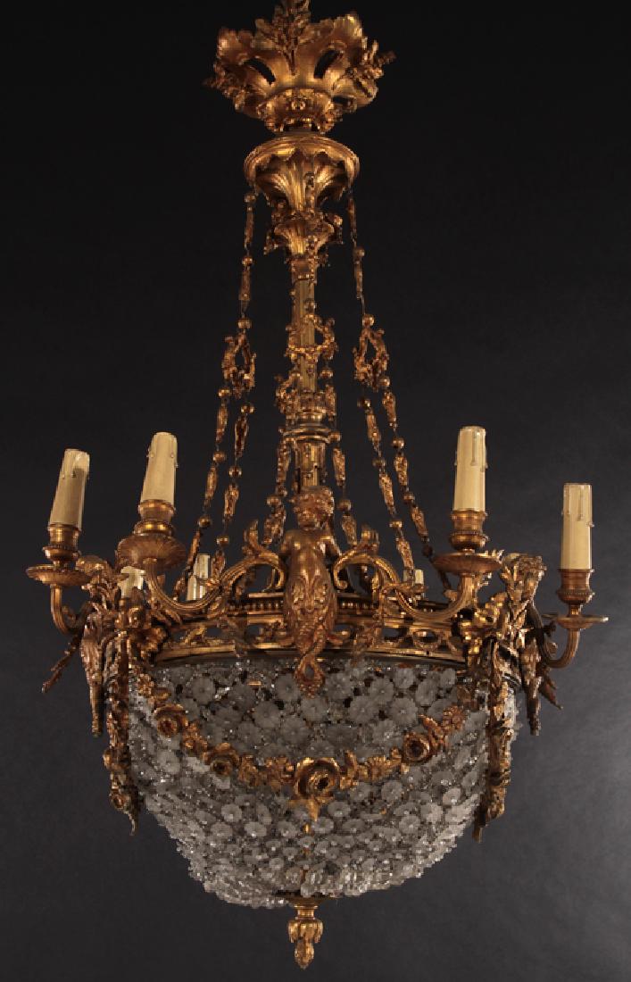 LOUIS XV STYLE BRONZE FIGURAL CHANDELIER C.1910 (1 of 5)