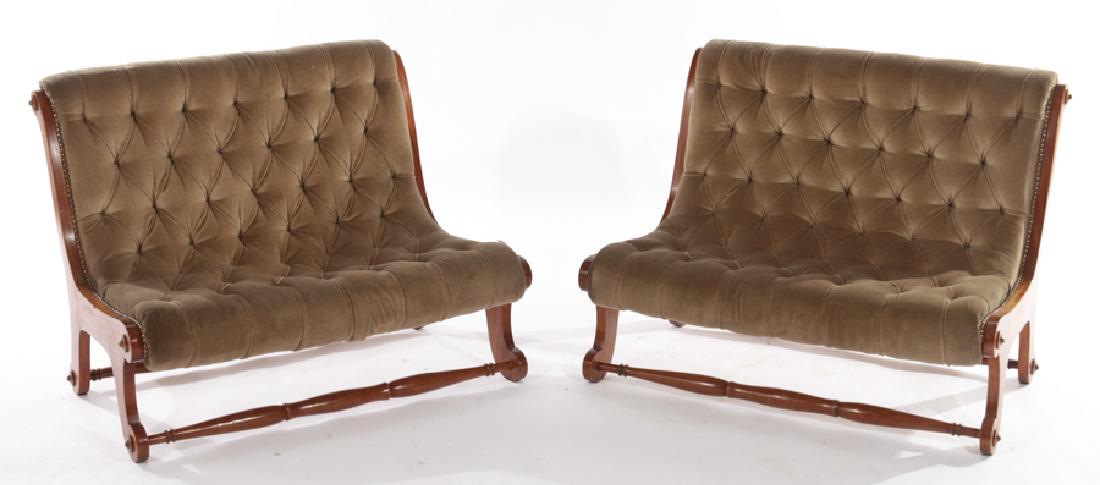 PAIR EDWARDIAN UPHOLSTERED BENCHES 1930 (1 of 4)