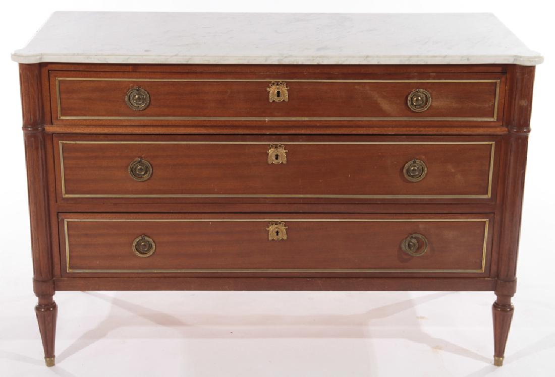 FRENCH DIRECTOIRE STYLE COMMODE MARBLE TOP 1940 (1 of 5)