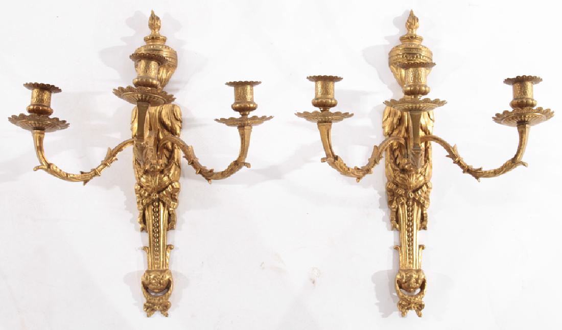 PAIR OF BRONZE 3 ARM SCONCES CIRCA 1950 (1 of 7)