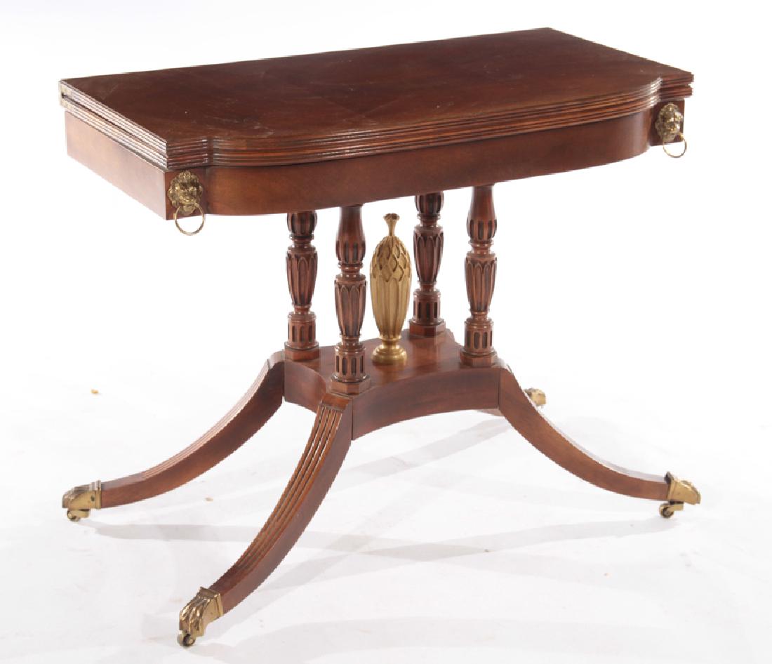 LABELED BAKER MAHOGANY GEORGE III FLIP TOP TABLE (1 of 8)