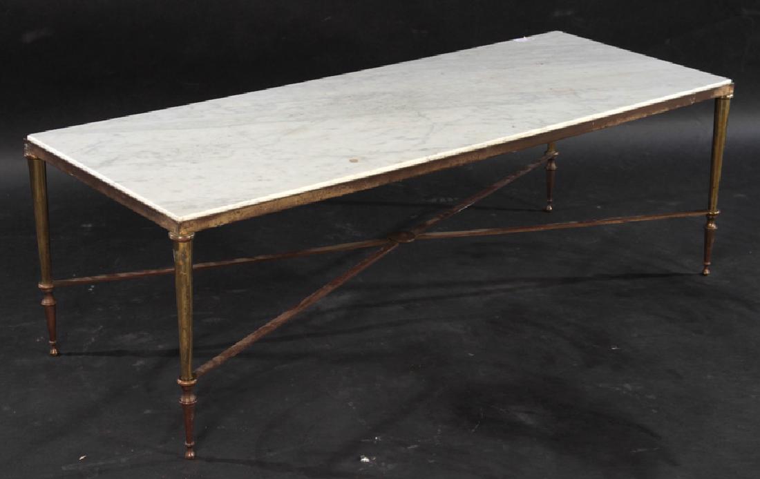 NEOCLASSICAL BRONZE COFFEE TABLE MARBLE TOP 1940 (1 of 6)