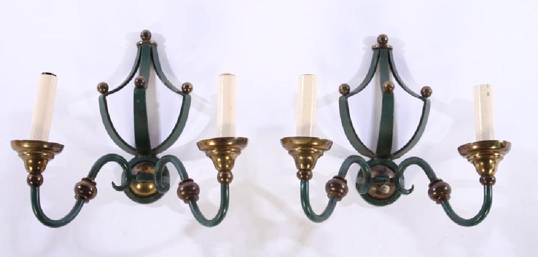 PR FRENCH 2 ARM WROUGHT IRON BRONZE SCONCES 1940 (1 of 4)