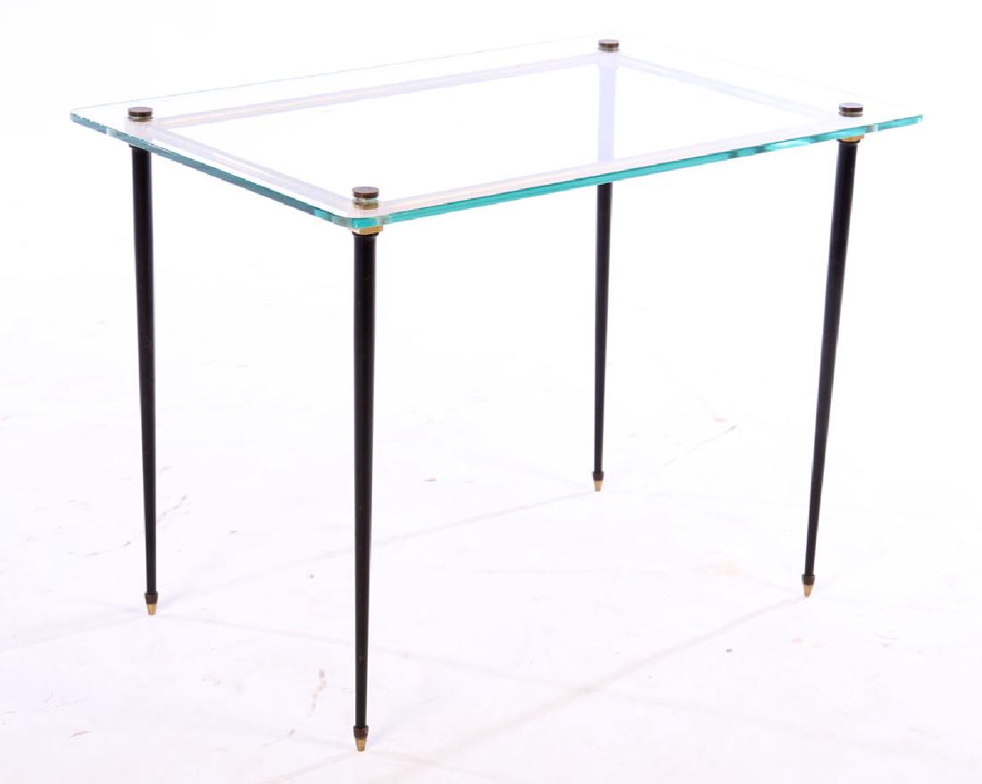 FRENCH MODERN BRASS IRON GLASS SIDE TABLE 1960 (1 of 4)
