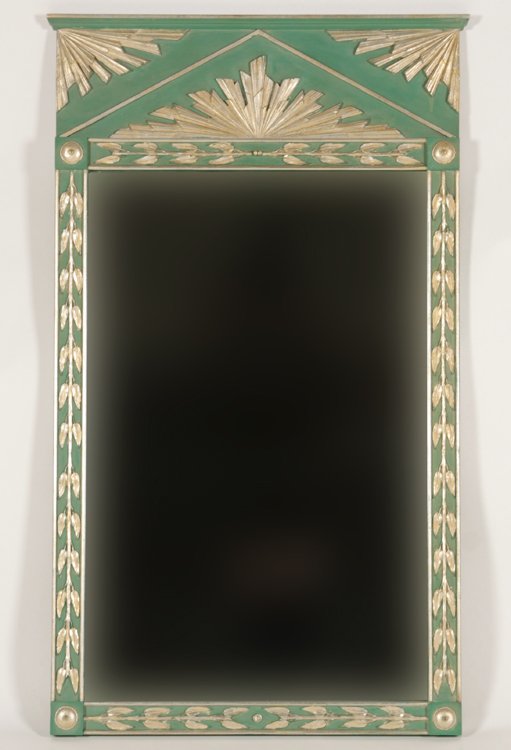 ART DECO STYLE PAINTED SILVER GILT MIRROR 1950 (1 of 3)