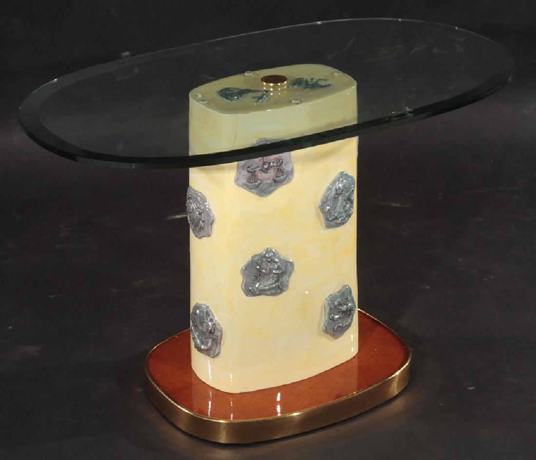 ITALIAN GLAZED POTTERY SIDE TABLE 1960 (1 of 7)