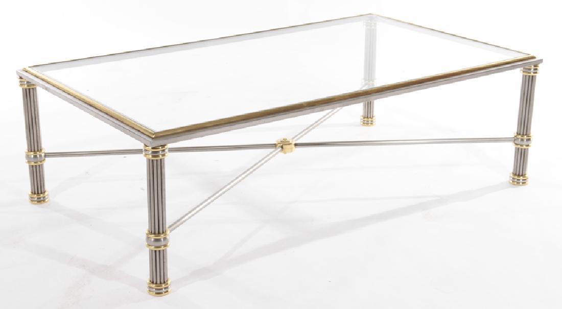 FRENCH MODERN CHROME AND BRONZE COFFEE TABLE (1 of 5)
