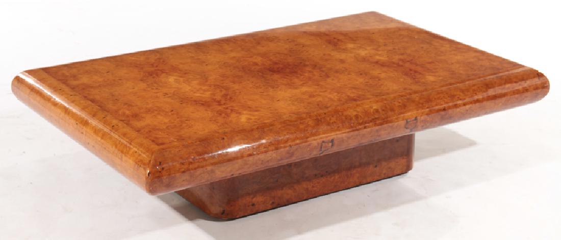 FRENCH BURL WOOD COFFEE TABLE PLINTH BASE 1980 (1 of 4)