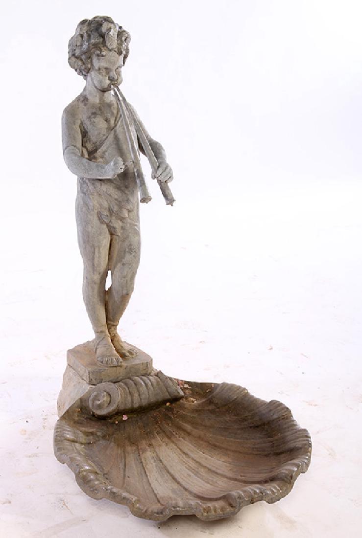 LEAD FIGURAL FOUNTAIN STANDING PAN SHELL BASIN (1 of 5)