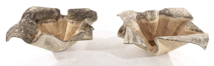 PAIR WILLY GUHL CAST STONE HANDKERCHIEF PLANTERS (1 of 4)