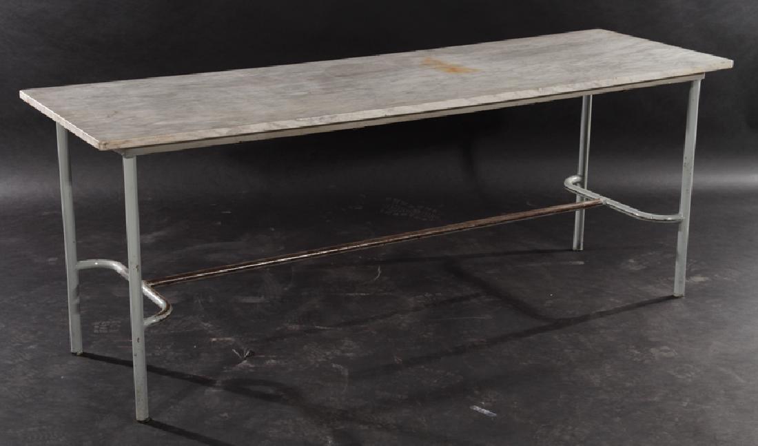 MARBLE TOP POTTING TABLE TUBULAR BASE 1940 (1 of 4)