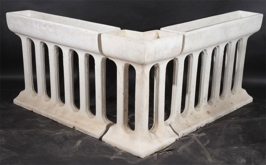 34 F00T L SHAPED CAST STONE ITALIAN PLANTER SET C. 1970 (1 of 5)