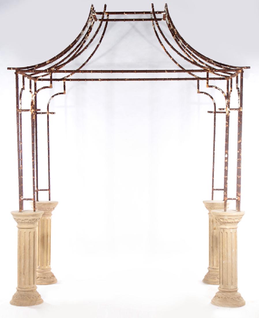 VINTAGE IRON FAUX BAMBOO CHIPPENDALE GAZEBO 1930 (1 of 6)