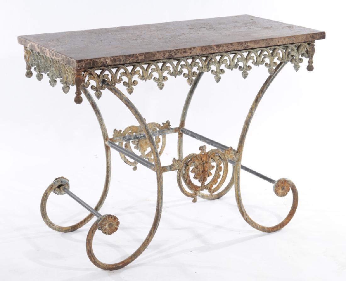 IRON BAKERS PASTRY TABLE WITH MARBLE TOP (1 of 6)