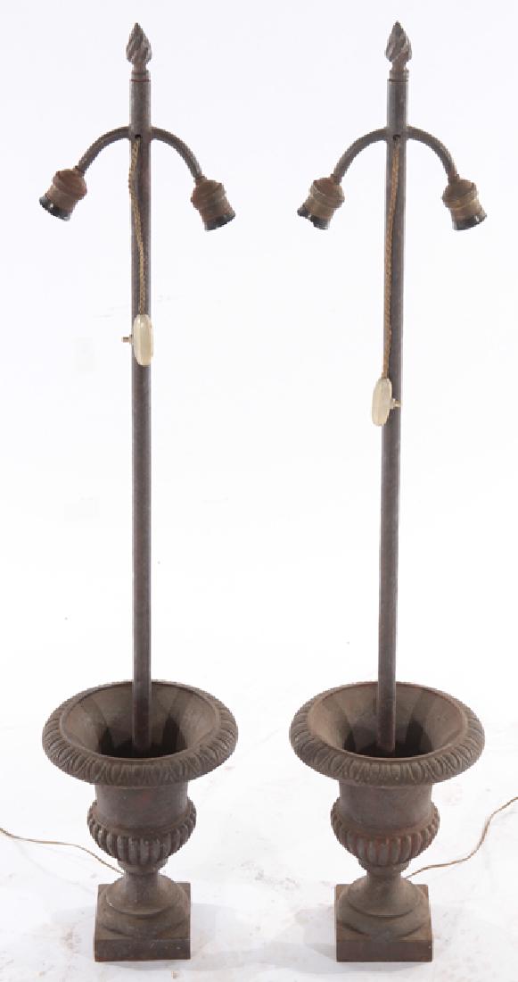 PAIR CAST IRON CAMPANA URN FORM TABLE LAMPS (1 of 5)