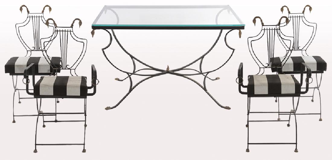 BRONZE AND IRON SWAN FORM PATIO SET CIRCA 1940 (1 of 11)