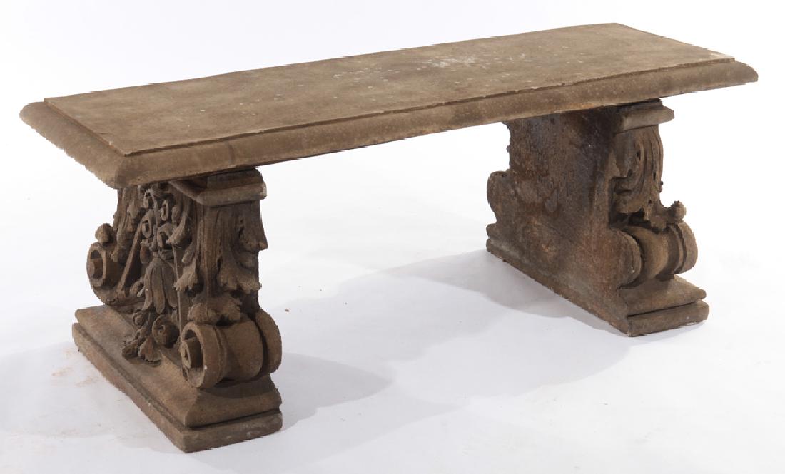 SANDSTONE GARDEN BENCH NEOCLASSICAL STYLE C1920 (1 of 5)