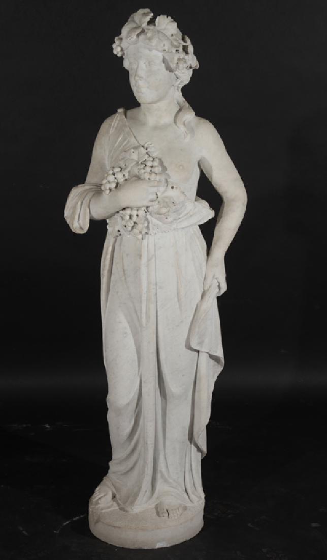 LIFESIZE CARVED MARBLE FIGURE ROBED WOMAN 1900 (1 of 6)