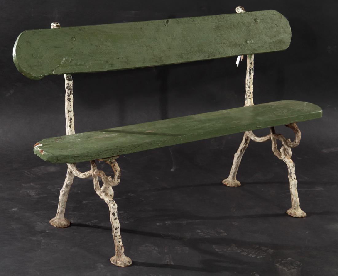 ANTIQUE FRENCH CAST IRON BENCH FAUX BOIS 1900 (1 of 4)