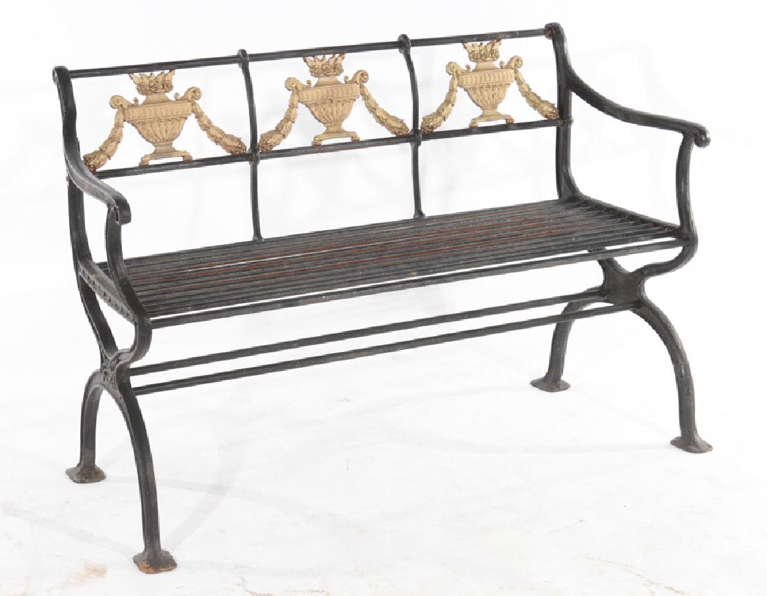 REGENCY CAST IRON BRONZE GARDEN BENCH (1 of 5)
