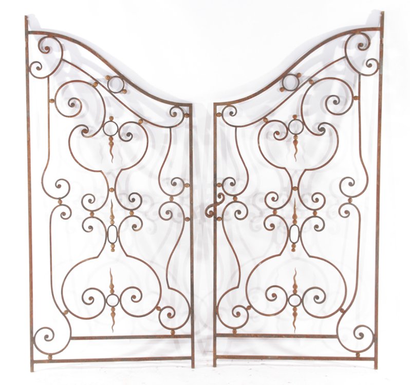 PAIR FRENCH WROUGHT IRON GARDEN GATES C.1940 (1 of 4)