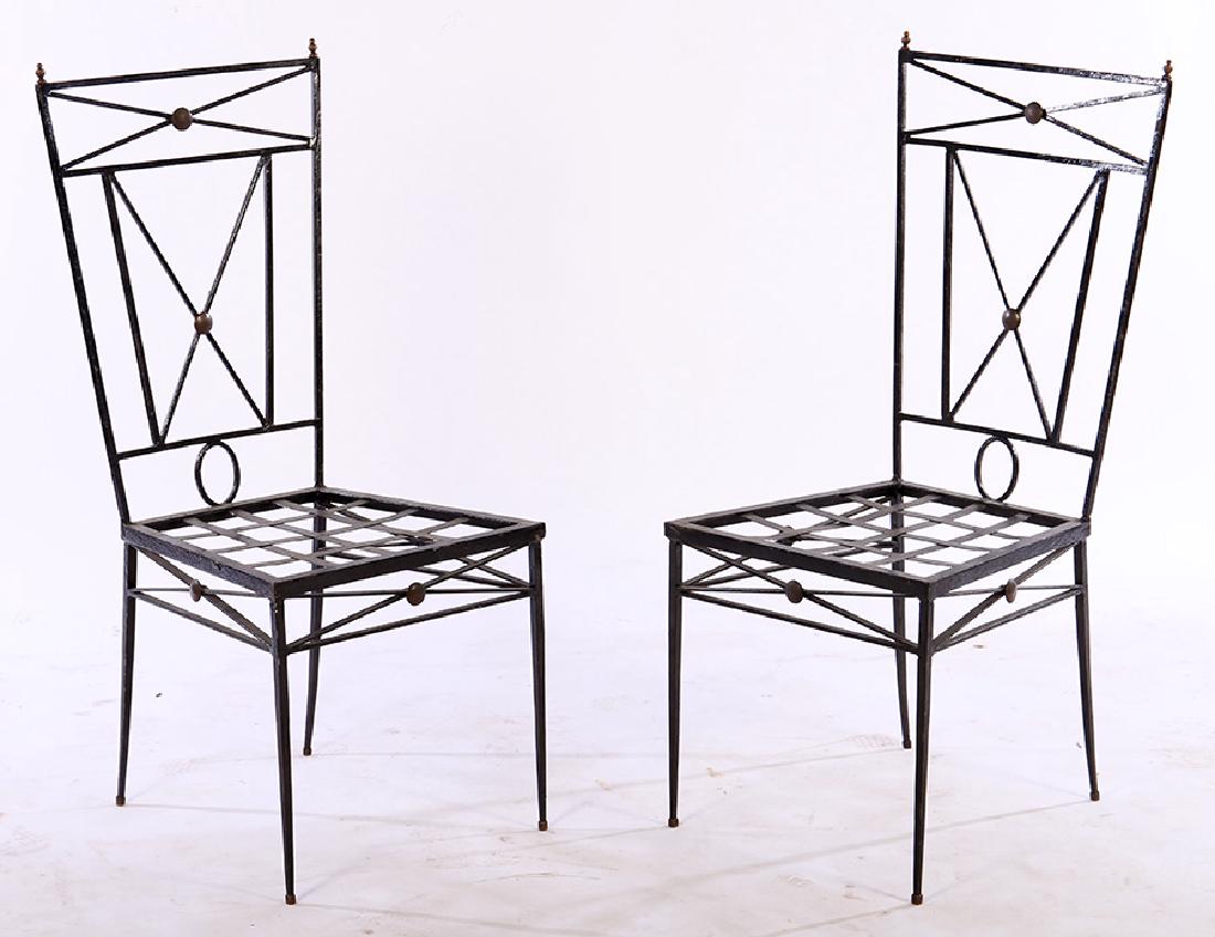 PAIR NEOCLASSICAL IRON CHAIRS BRONZE DECORATION (1 of 5)