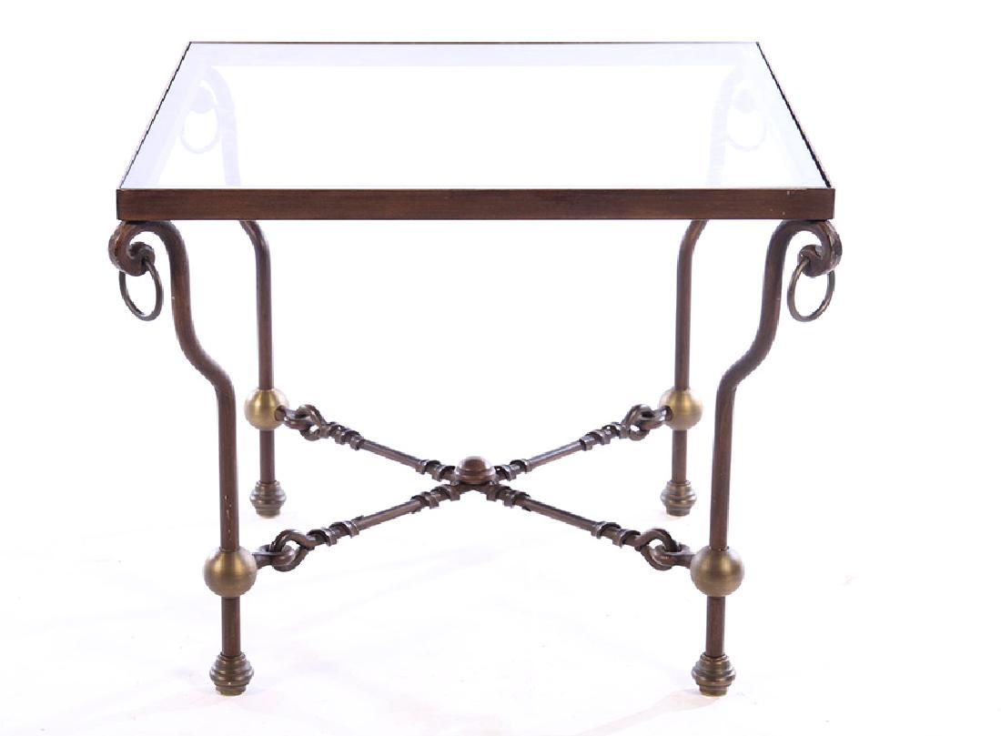 ITALIAN WROUGHT IRON SIDE TABLE INSET GLASS TOP (1 of 5)