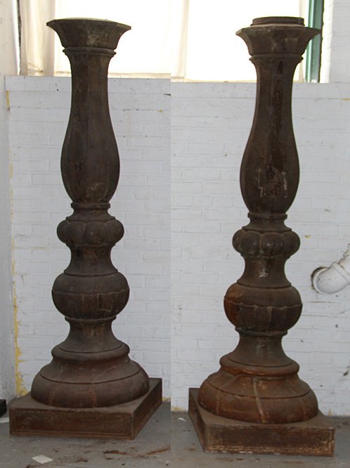 PAIR MONUMENTAL CAST IRON COLUMNS C.1880 (1 of 5)