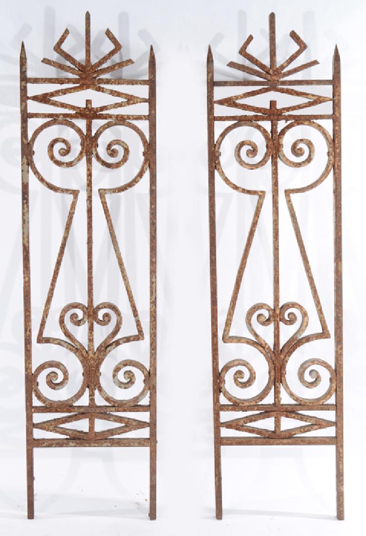 PAIR CAST IRON GARDEN GATES EGYPTIAN REVIVAL 1910 (1 of 5)