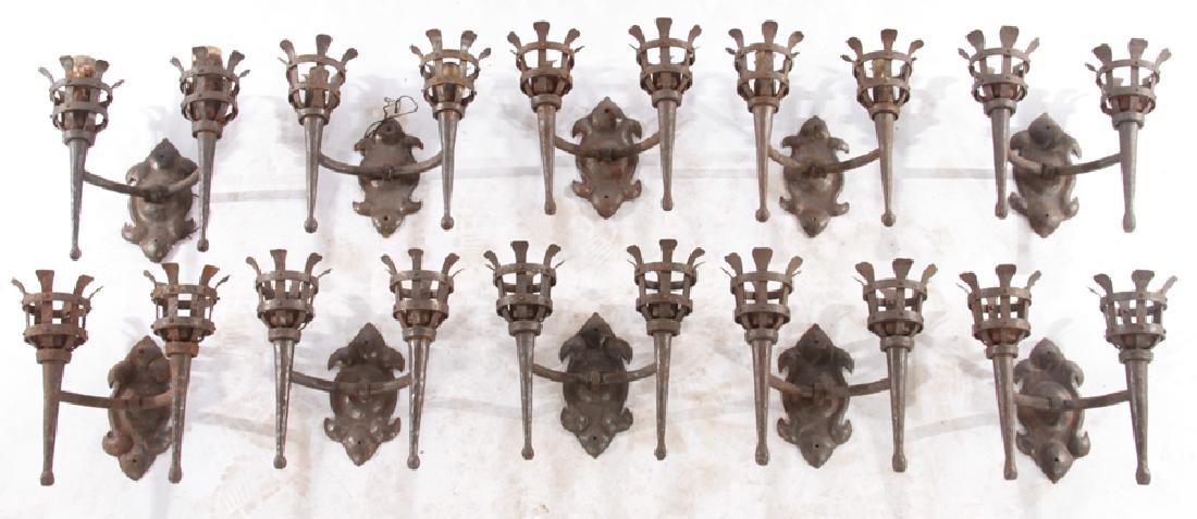 SET 10 GOTHIC TWO ARM HAND WROUGHT IRON SCONCES (1 of 6)