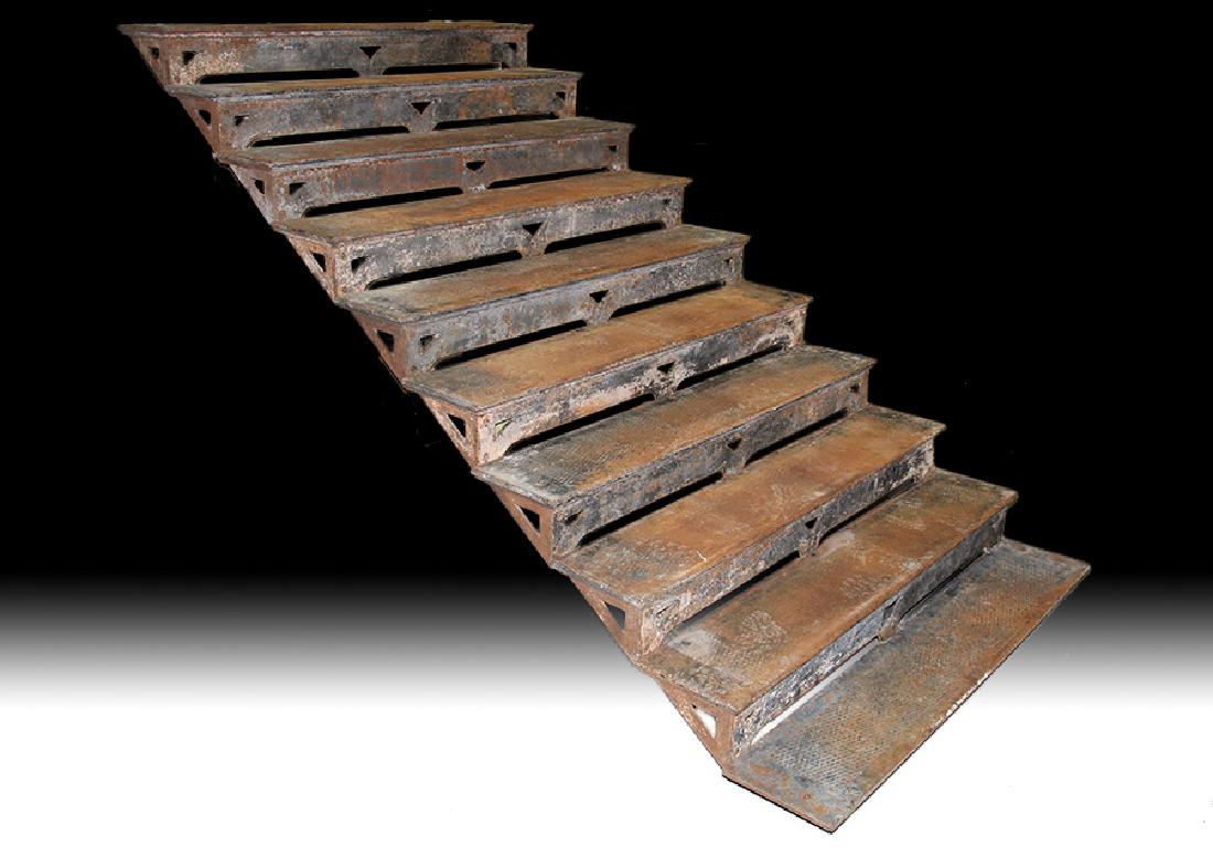 RARE LATE 19TH C. AMERICAN CAST IRON STAIR CASE (1 of 5)